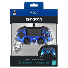 Controller Nacon Trasparente Led Blu con Cavo USB PS4 PC