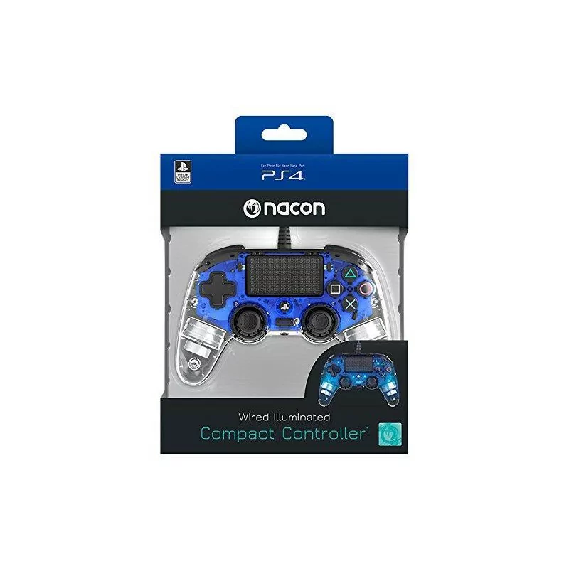 Controller Nacon Trasparente Led Blu con Cavo USB PS4 PC