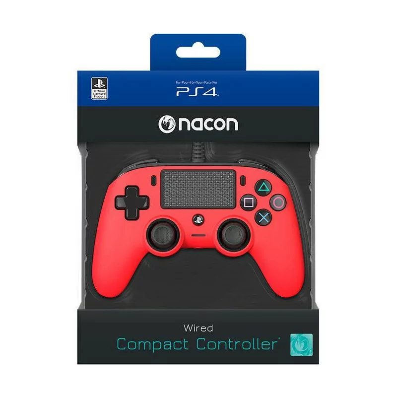 Controller Nacon Rosso con Cavo USB PS4 PC
