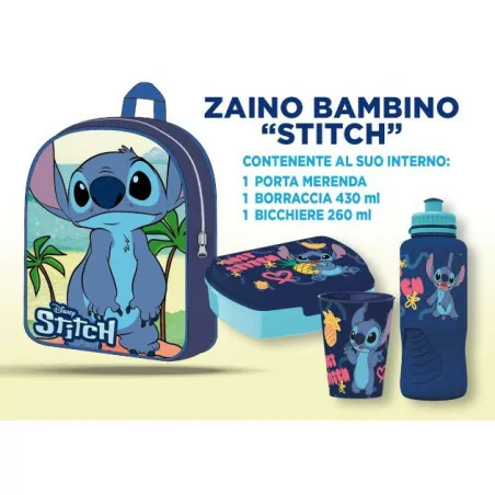 Zaino Basic Bambino + Gift Set 3 in 1 Lilo & Stitch Stitch