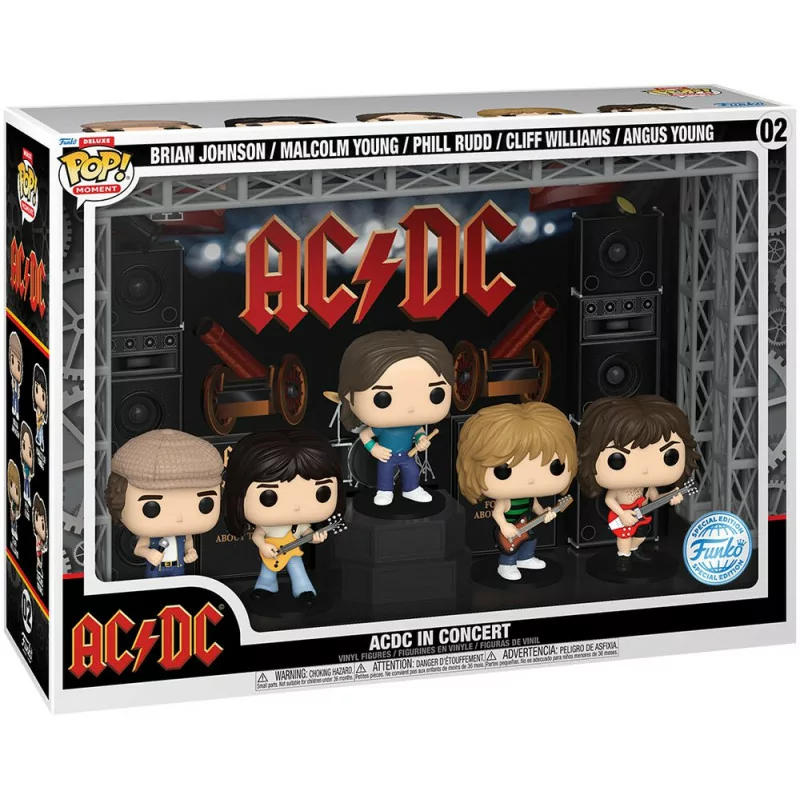 Funko Pop Moment Deluxe Brian Johnson Malcolm Young Phill Rudd Cliff Williams Angus Young AC DC in Concert 02 Special Edition