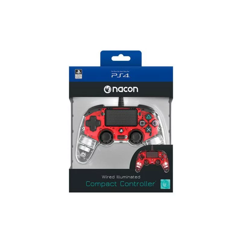 Controller Nacon Trasparente Rosso con Cavo USB PS4 PC